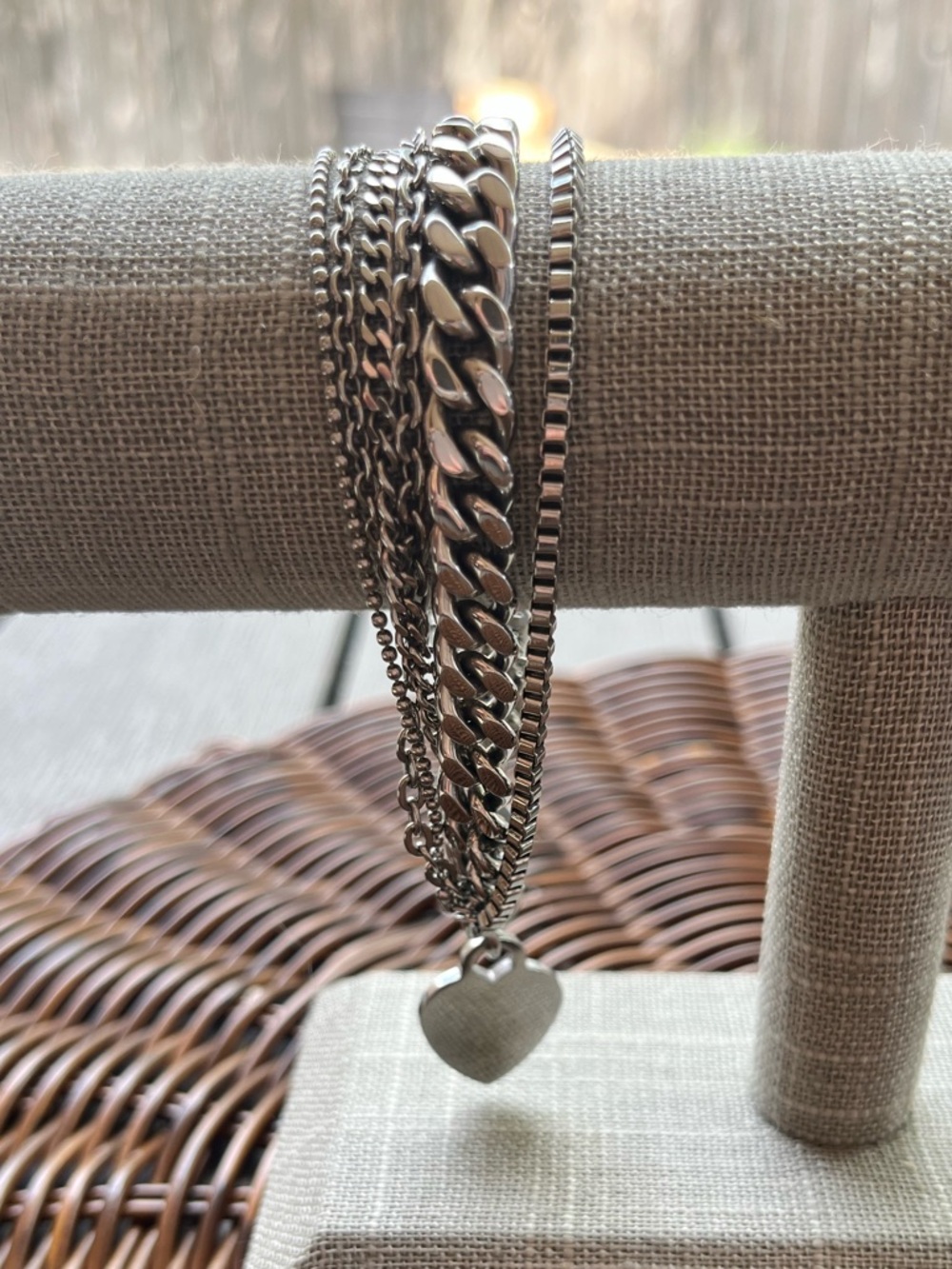 Silver Heart Charm Multi-Chain Bracelet - Silver - Picture 5 of 6
